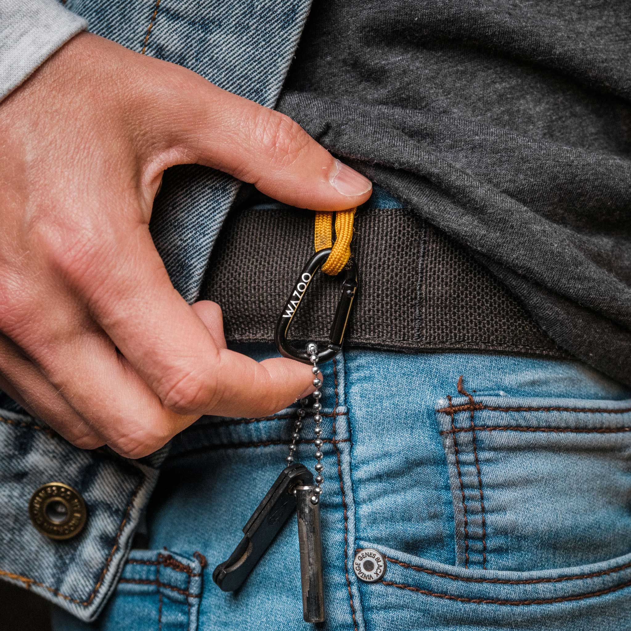 EDC Survival Gear: Wazoo Cache Belt, Cap & Spark Necklace – Gray