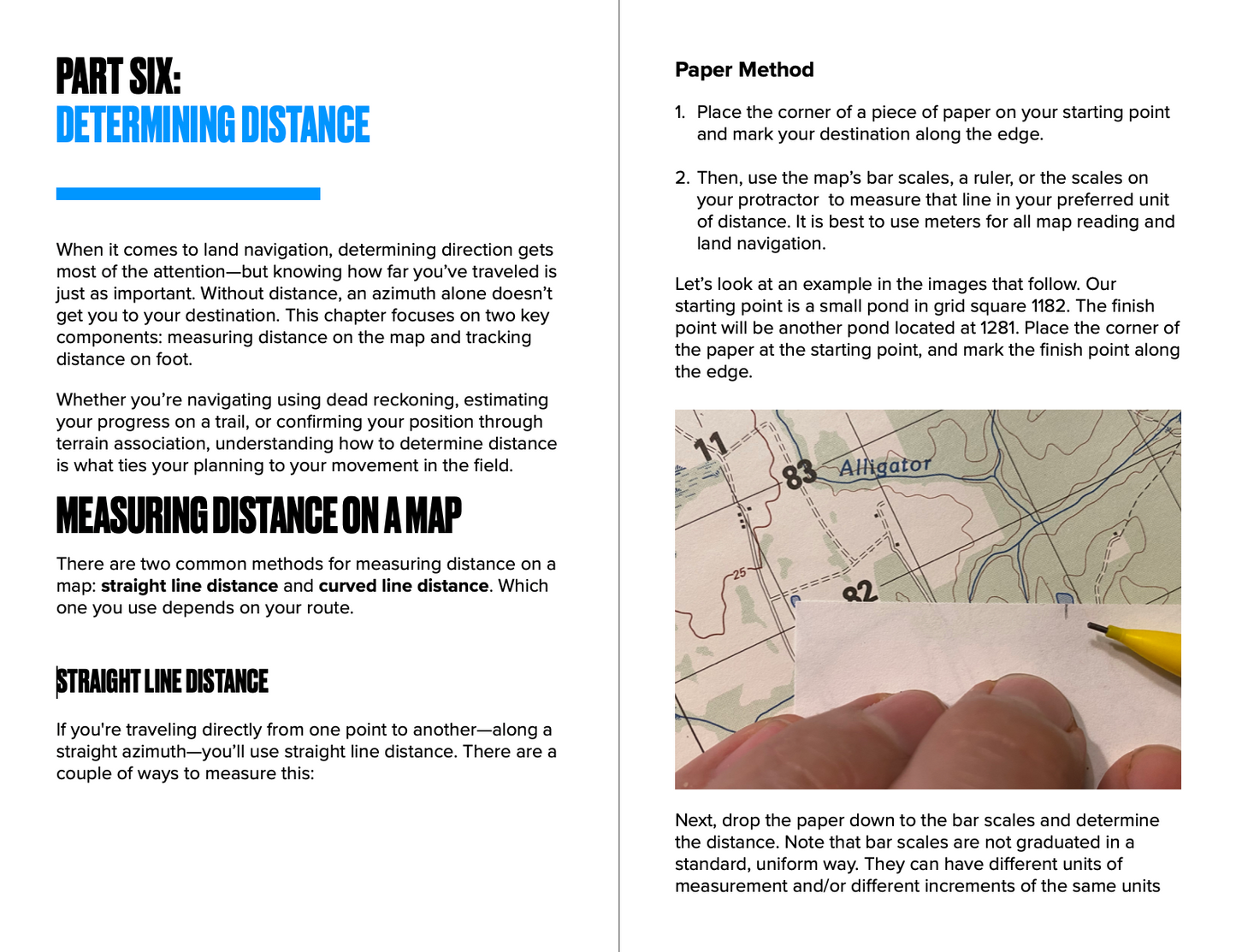 Inside preview of the Determine Distance Map Reading and Land Navigation PDF showing map reading instruction 1