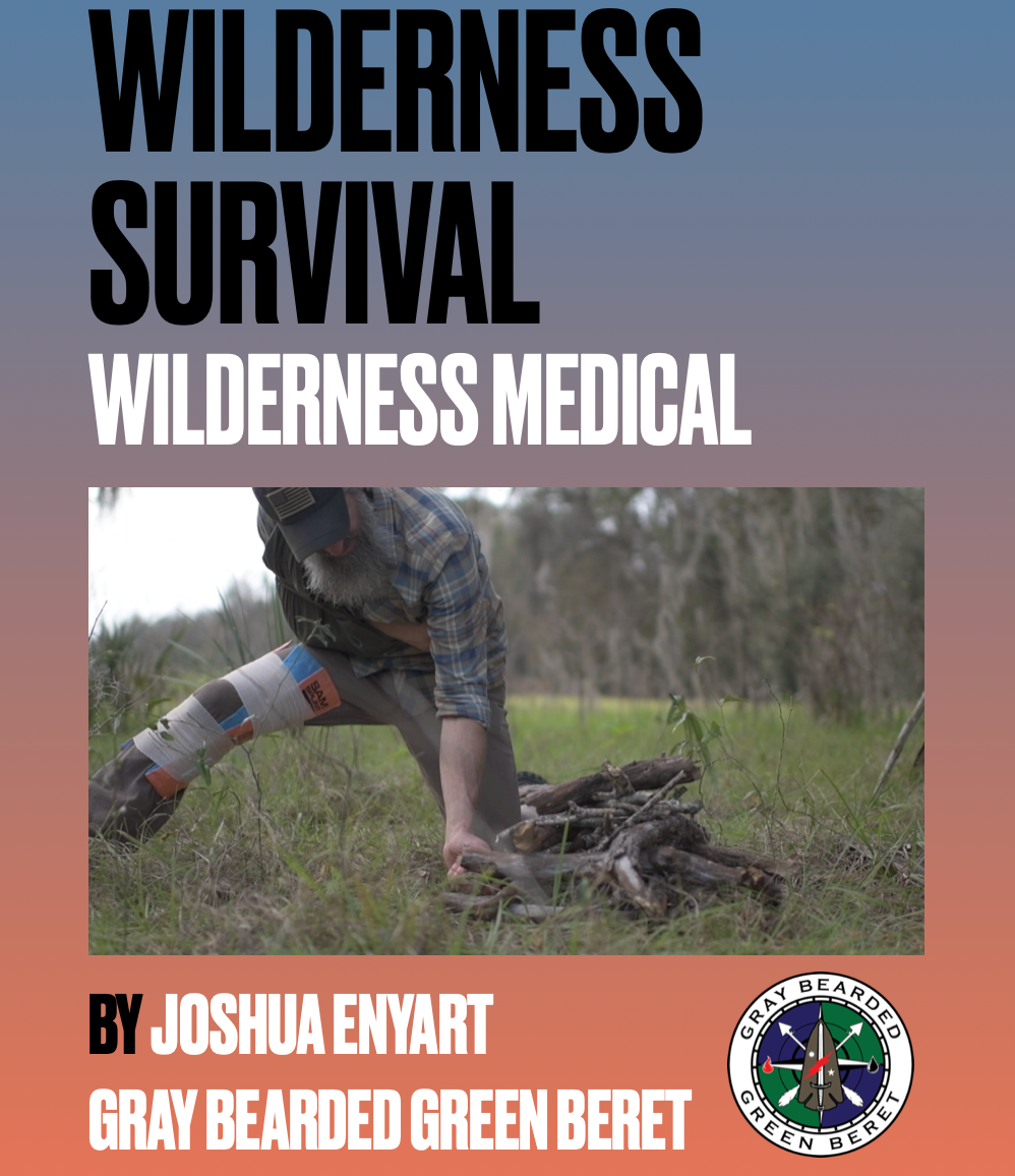 Book cover of 'Wilderness Survival Wilderness Medical' with a person in a forest setting.