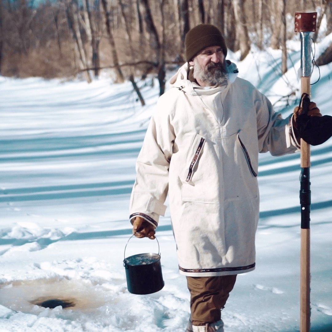 Survival Instructor Training and Certification Program - Gray Bearded Green Beret Survival School Instructor Teaching Water Procurement in Winter