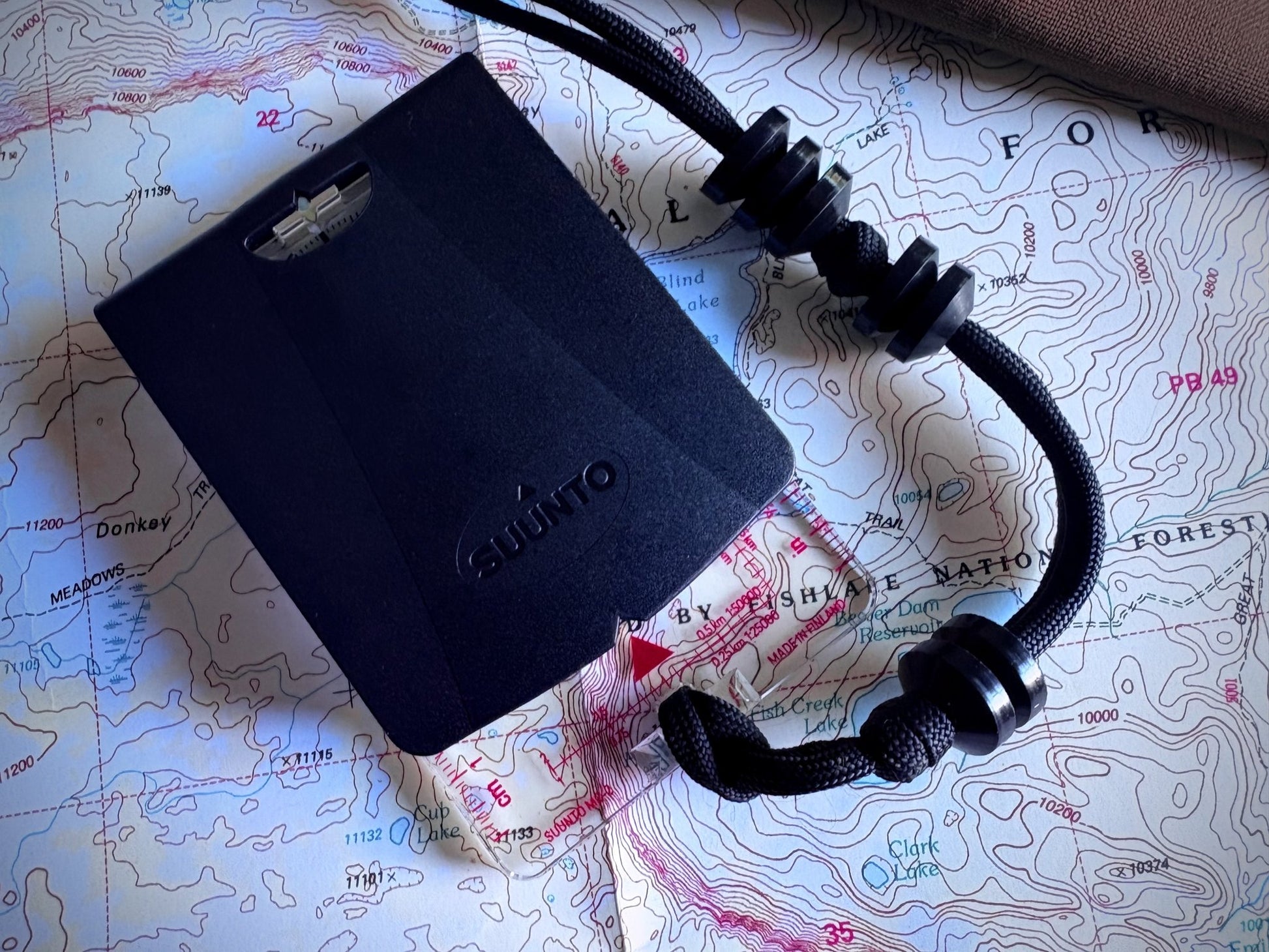 Compass on a map with GB2 Ranger Beads closed