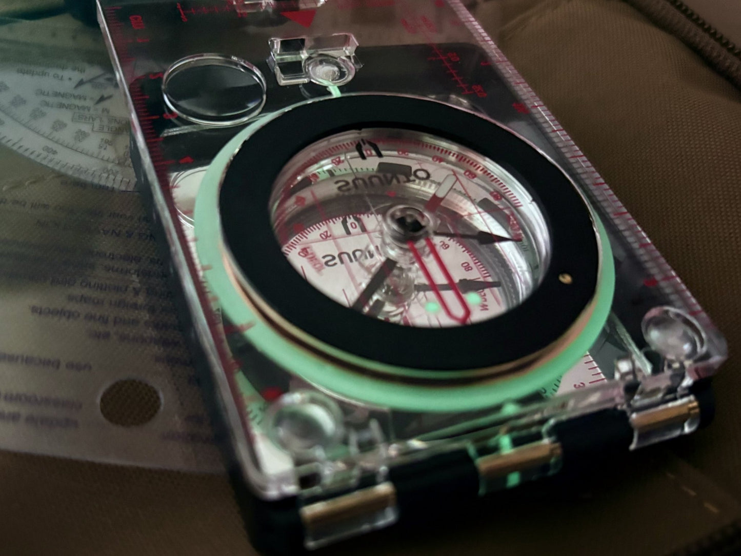 Compass with luminous bezel
