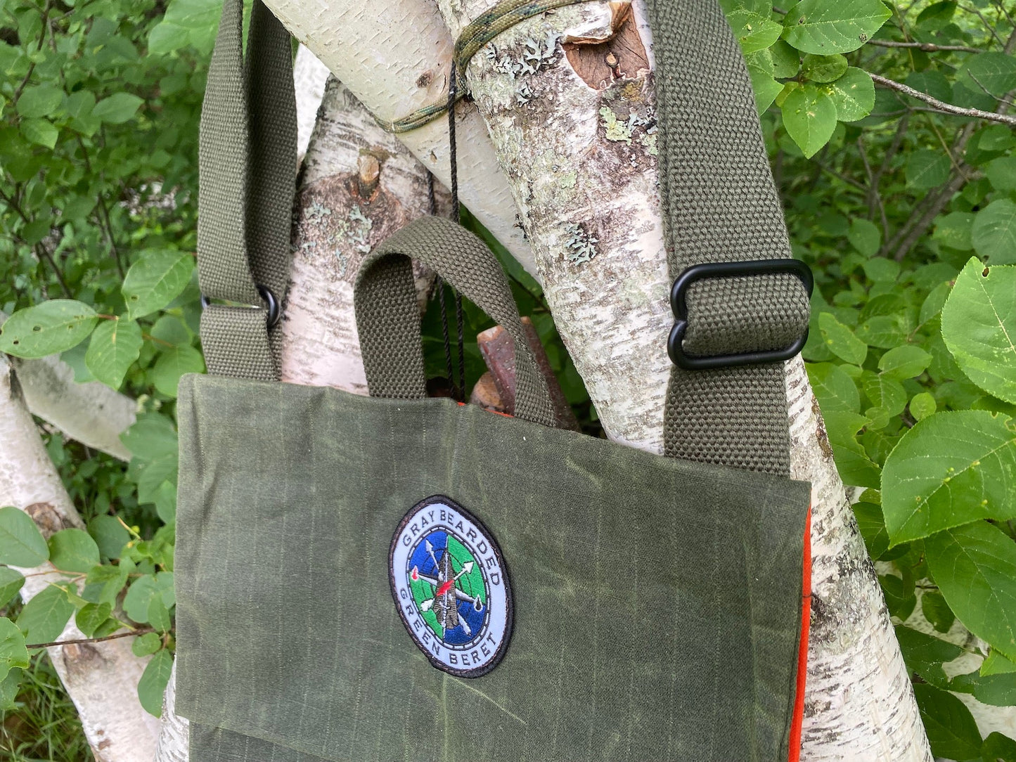 GB2 Waxed Canvas Haversack with Adjustable Strap Hanging Loop