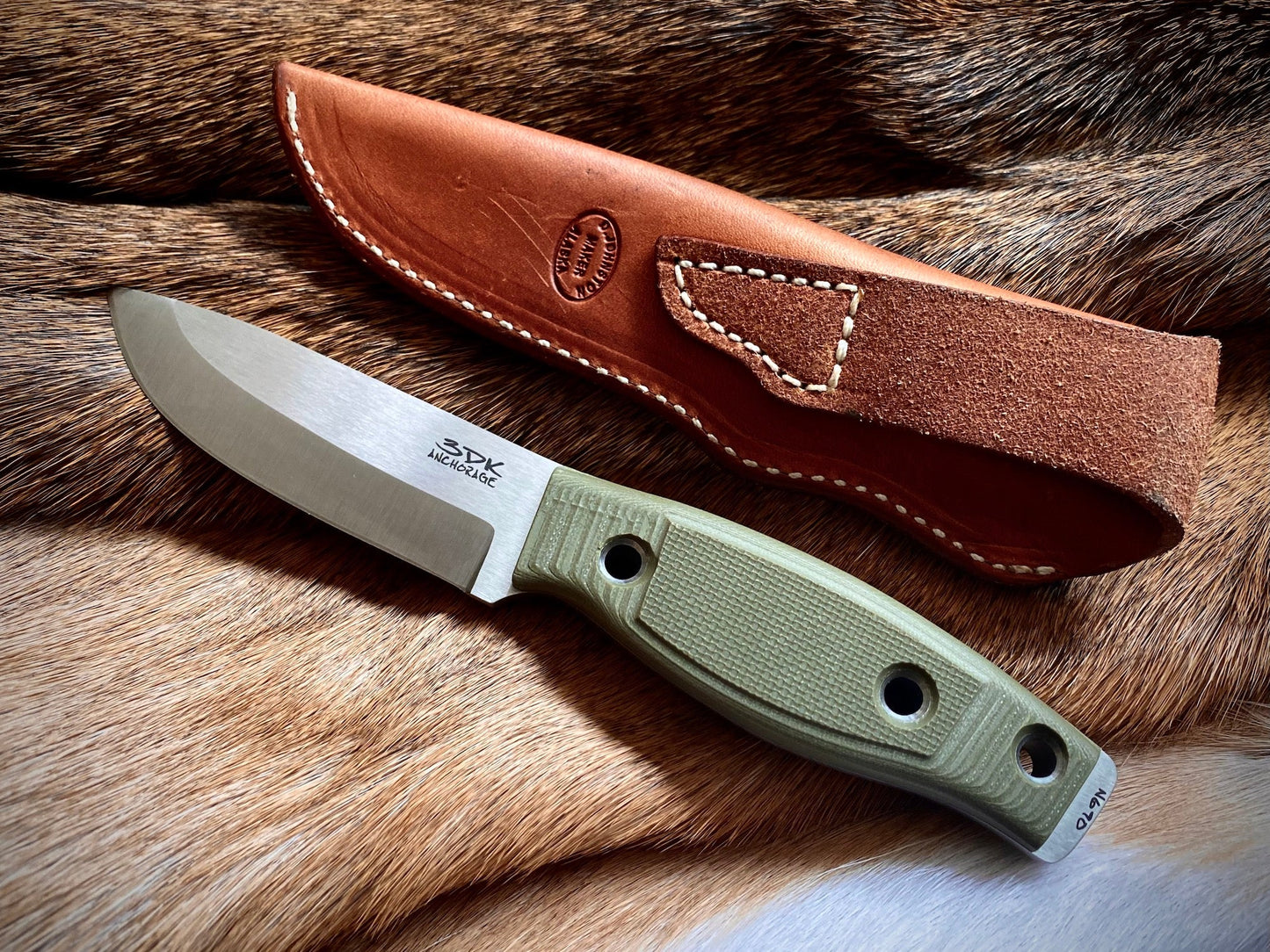 Gray Bearded Green Beret GB2 Jaeger Puukko -  Hunting and Bushcraft Knife with Back of Sheath