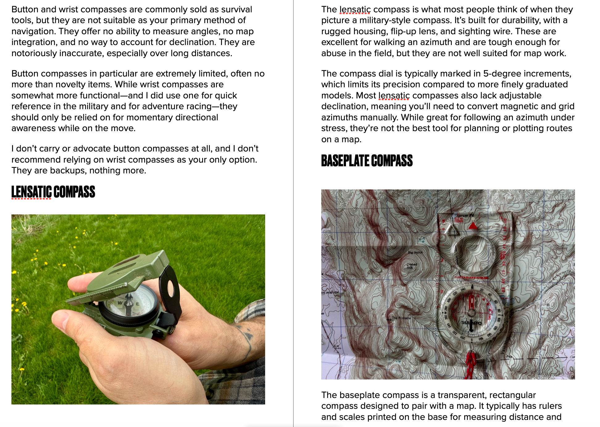 Inside preview of the Land Navigation PDF course showing map reading instruction 2