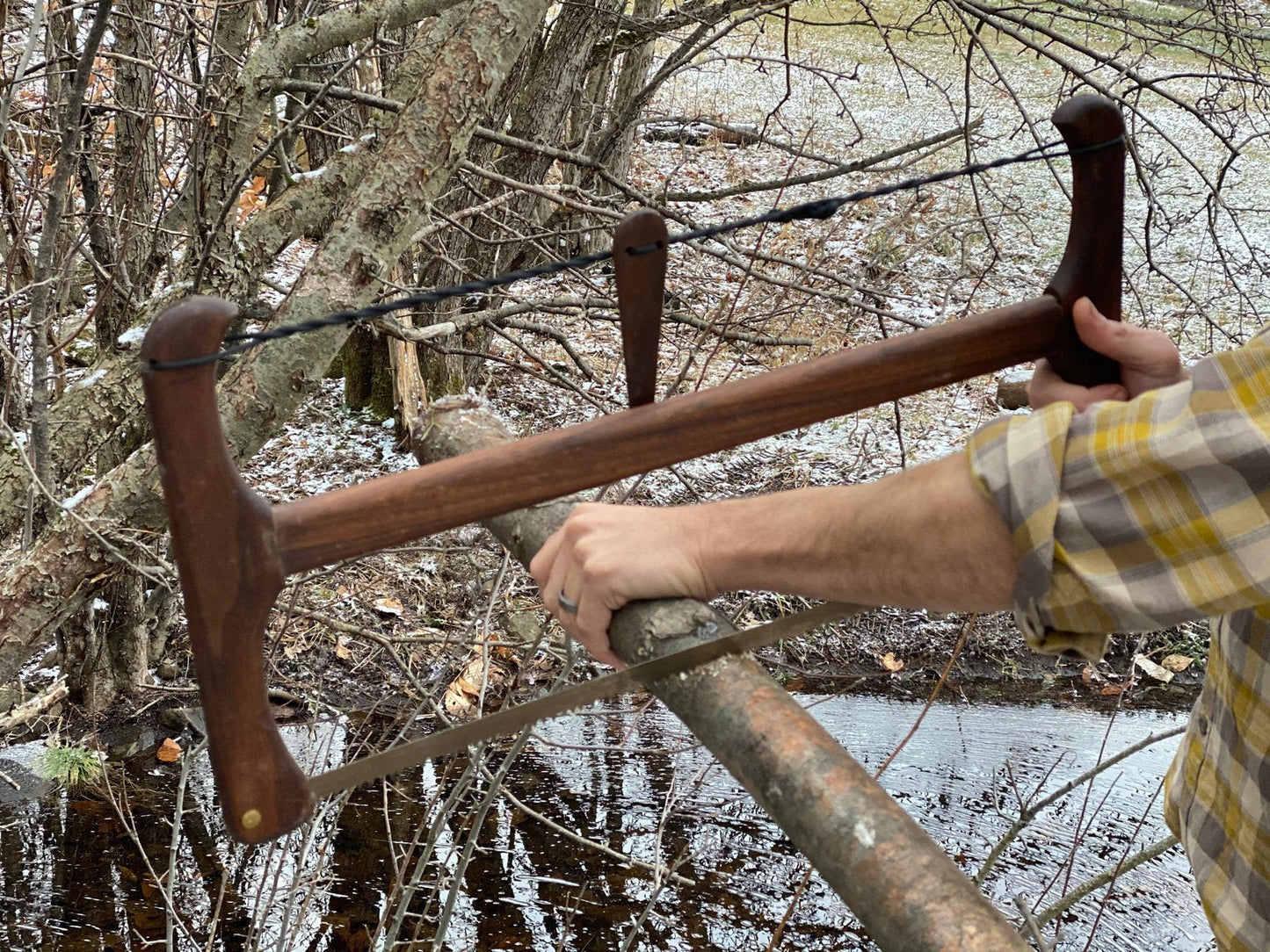 Gray Bearded Green Beret Packable Takedown Buck Saw Handmade Hardwood Frame With 24 Bahco Dry Wood Blade