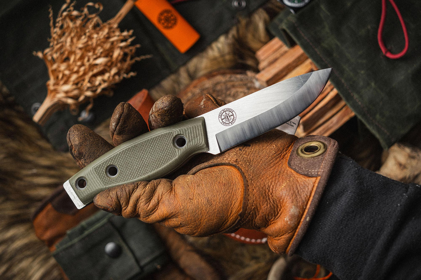 Gray Bearded Green Beret GB2 Jaeger Puukko - Full Tang Hunting and Bushcraft Knife in hand