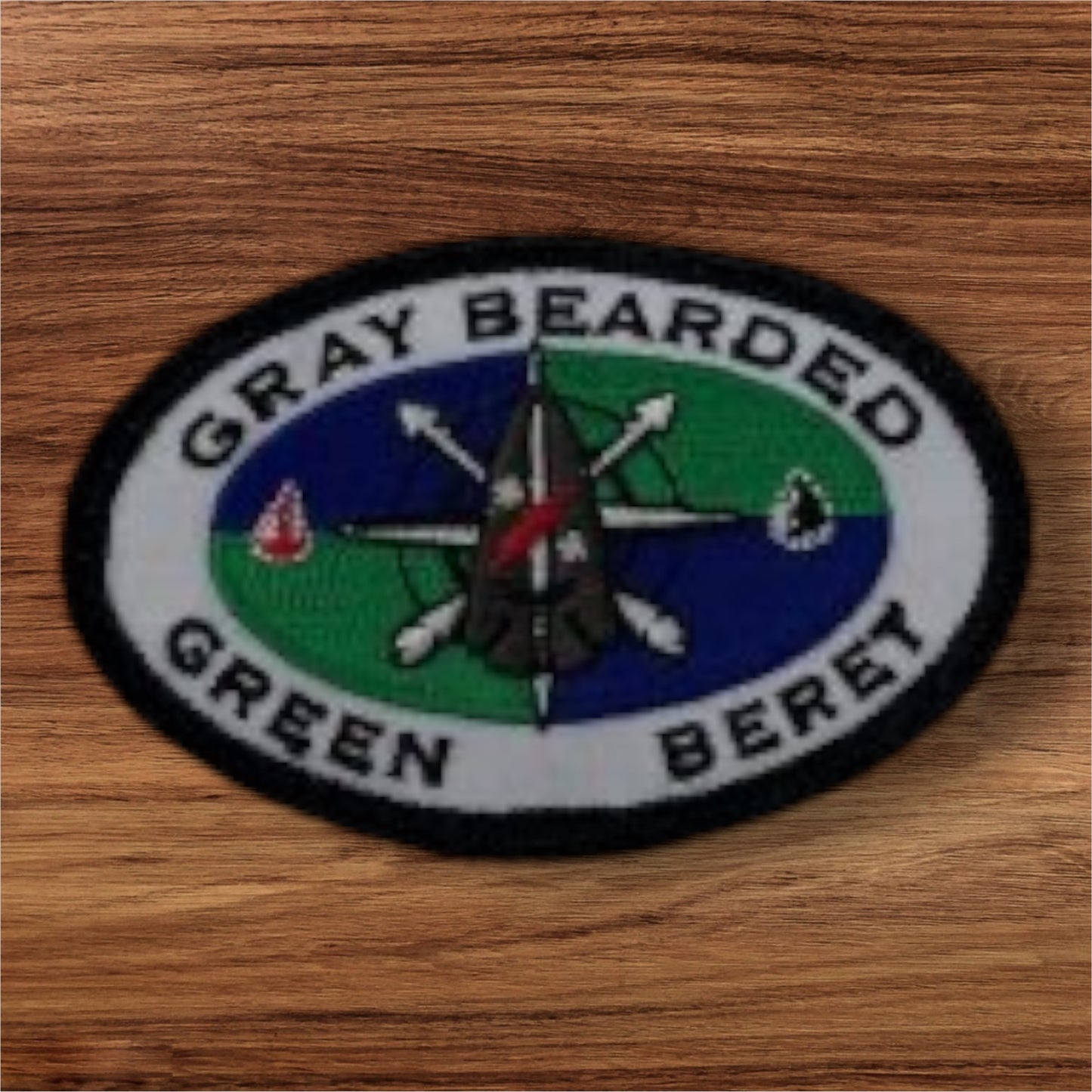 Gray Bearded Green Beret Morale Patch – Oval GB2 Logo Patch (Velcro)