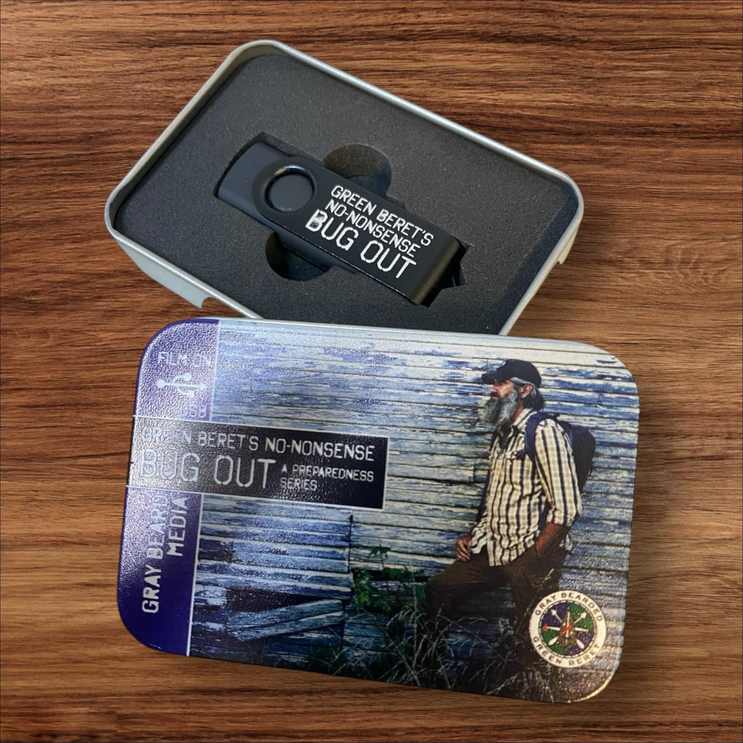 Gray Bearded Green Beret's No-Nonsense Bug Out Film with Joshua Enyart – Master Preparedness Skills (Streaming, USB, and DVD) Custom USB Flash Drive