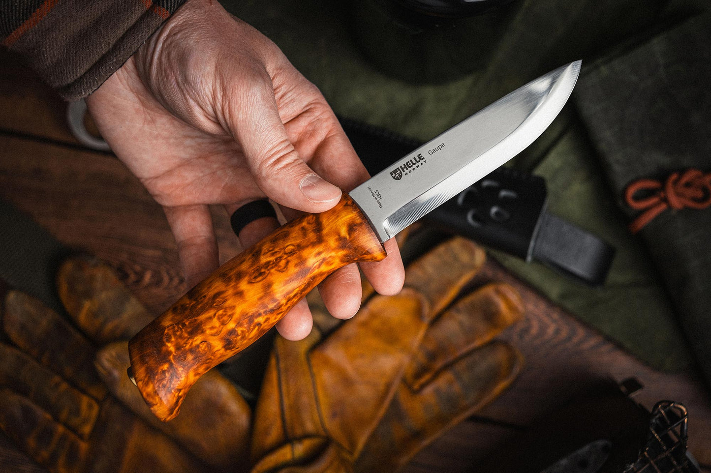 Helle Gaupe Fixed Blade Knife in hand