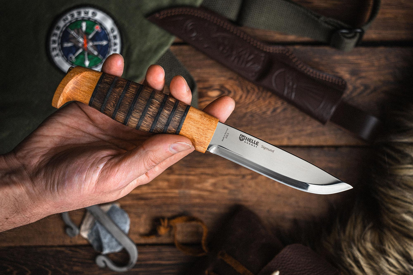 Helle Sigmund Fixed Blade Knife in hand