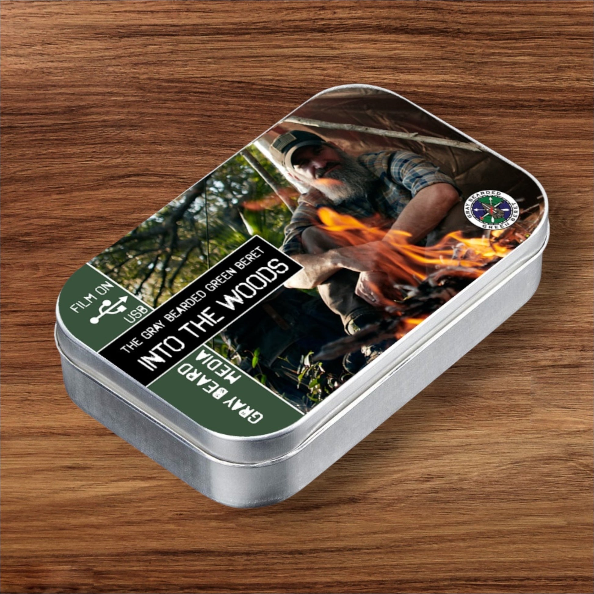 Into the Woods: Wilderness Survival Training Film with Joshua Enyart – Streaming, USB, and DVD Options Custom USB Flash Drive Tin