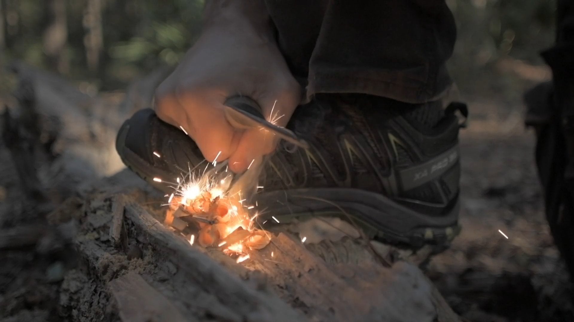 Into the Woods: Wilderness Survival Training Film with Joshua Enyart – Streaming, USB, and DVD Options Ferro Rod Sparks