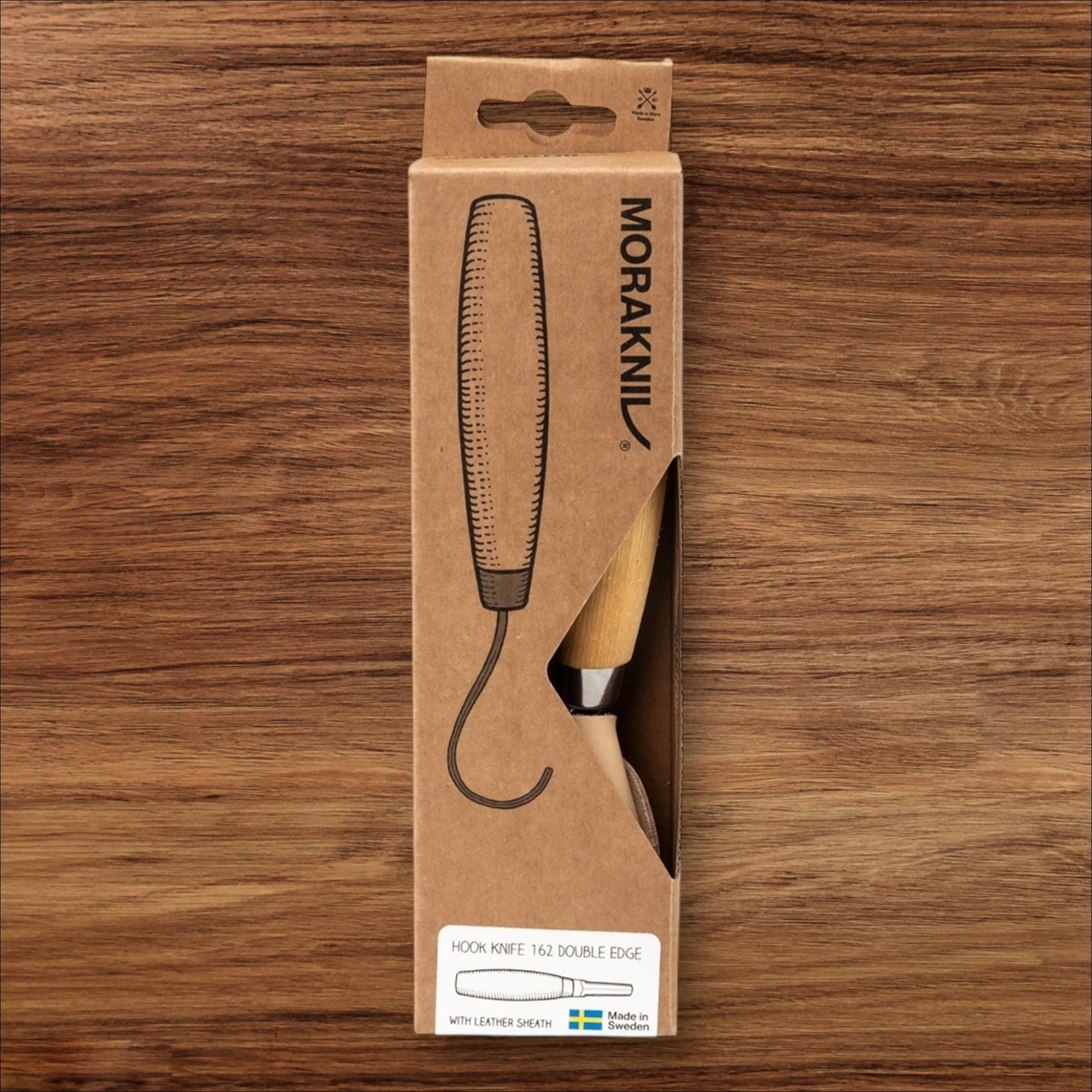 Mora 162 Hook Knife Double Edge Carver with Leather Sheath: Precision for Carving Enthusiasts in box