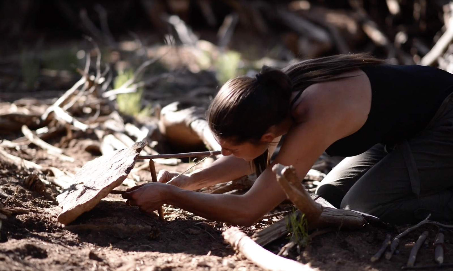 Primitive Trapping Course — Gray Bearded Green Beret Kirsten Rechnitz Setting Paiute Deadfall in Desert