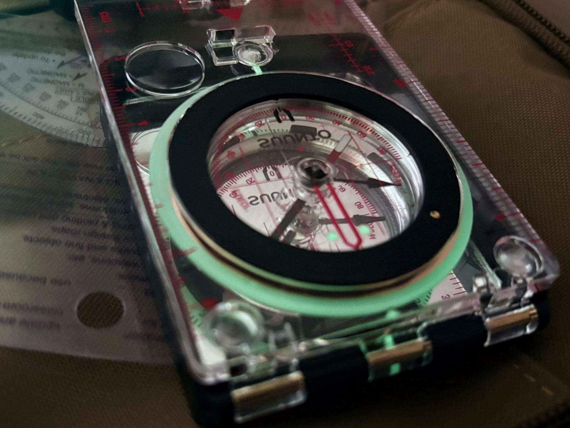 Compass with luminous bezel