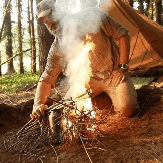 Wilderness Survival Course - Gray Bearded Green Beret Survival School - Fire and Tarp Shelter Boiling Water Bottle