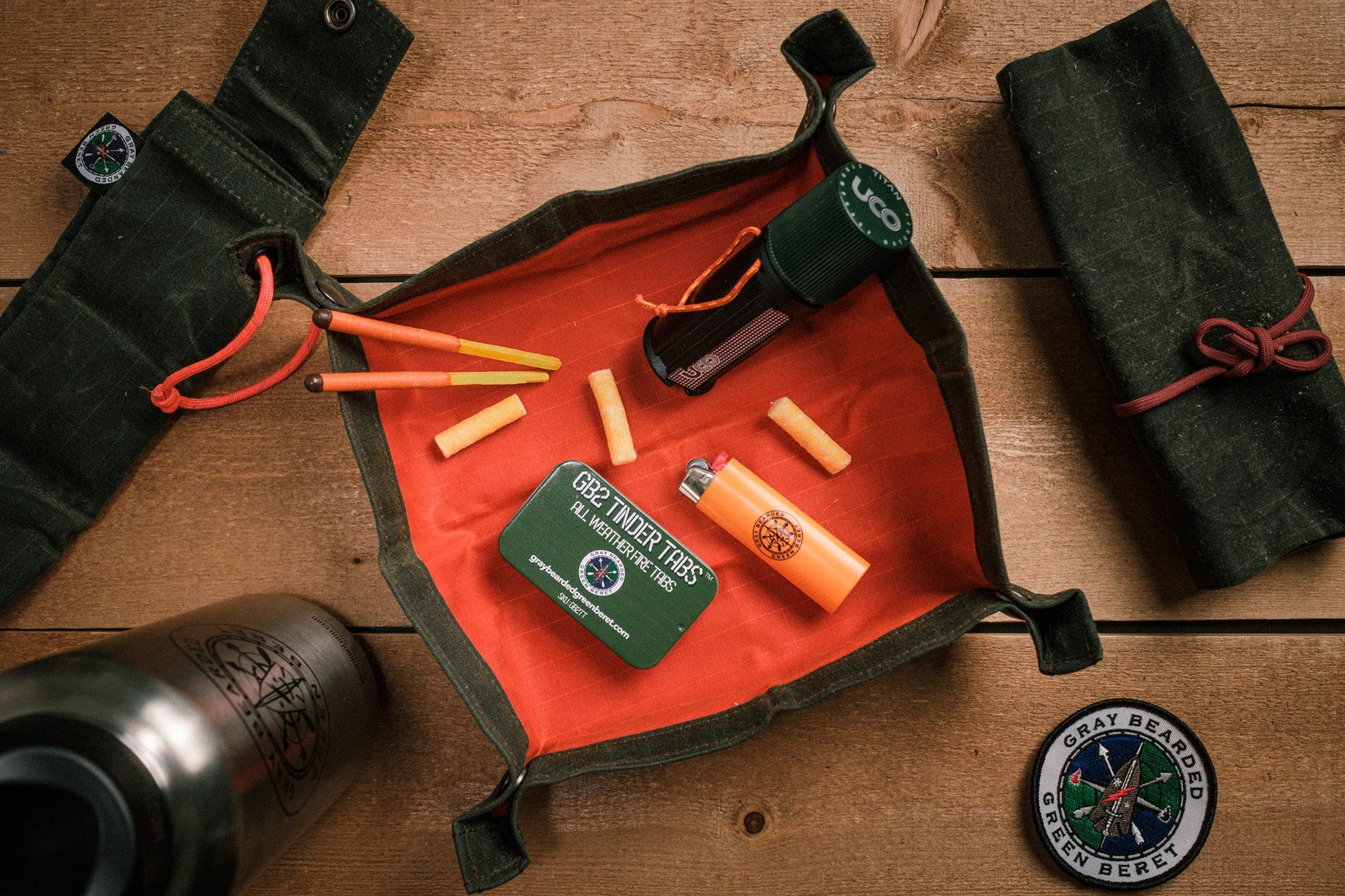 GB2 Waxed Canvas Multipurpose Bushcraft Mat and EDC Travel Tray In Use