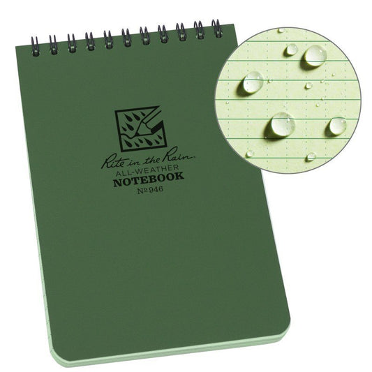 Rite in the Rain Waterproof Spiral Notebook 4" x 6" - Gray Bearded Green Beret