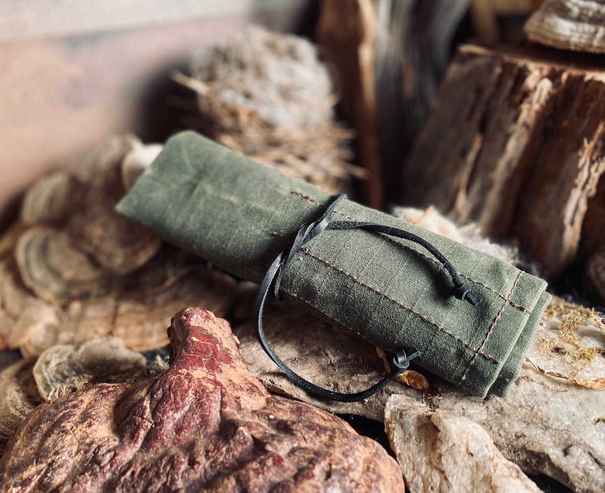 Waxed Canvas Knife and Tool Roll - Gray Bearded Green Beret