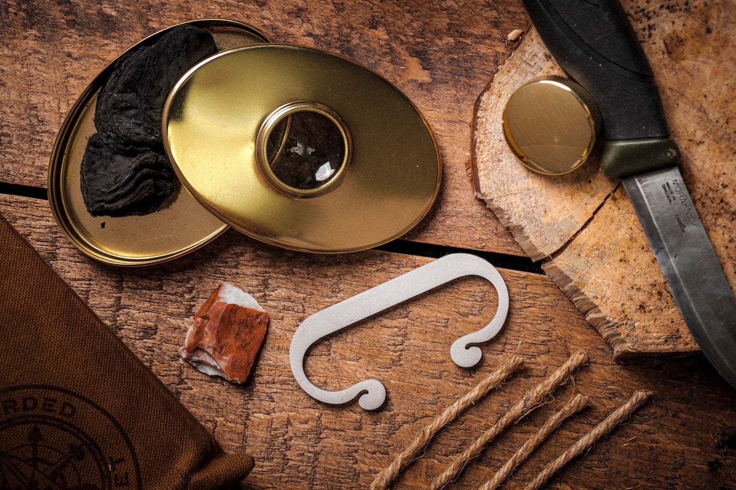 Hudson Bay Tobacco Tin Flint and Steel Kit – Master the Art of Traditional Fire-Making flat lay