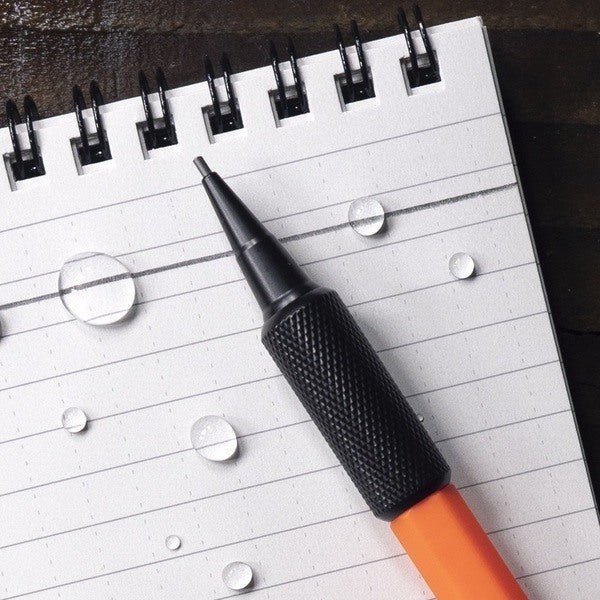 Orange Tough Mechanical Pencil: The Ultimate Writing Tool for Any Condition on waterproof notebook