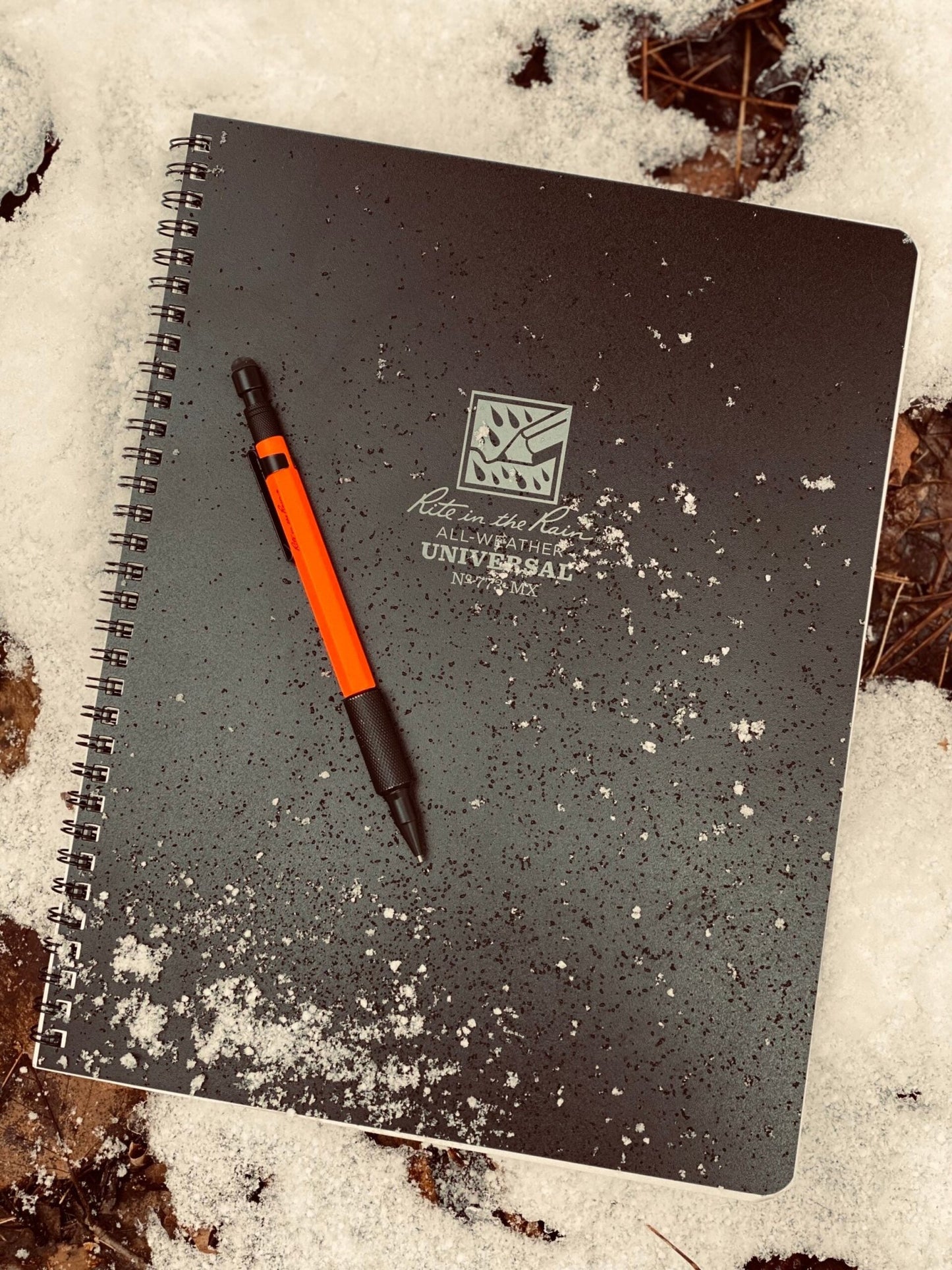 Waterproof Rite In The Rain Notebook: Your Go-To Outdoor Writing Companion 8.5x11 Cover with snow and mechanical pencil