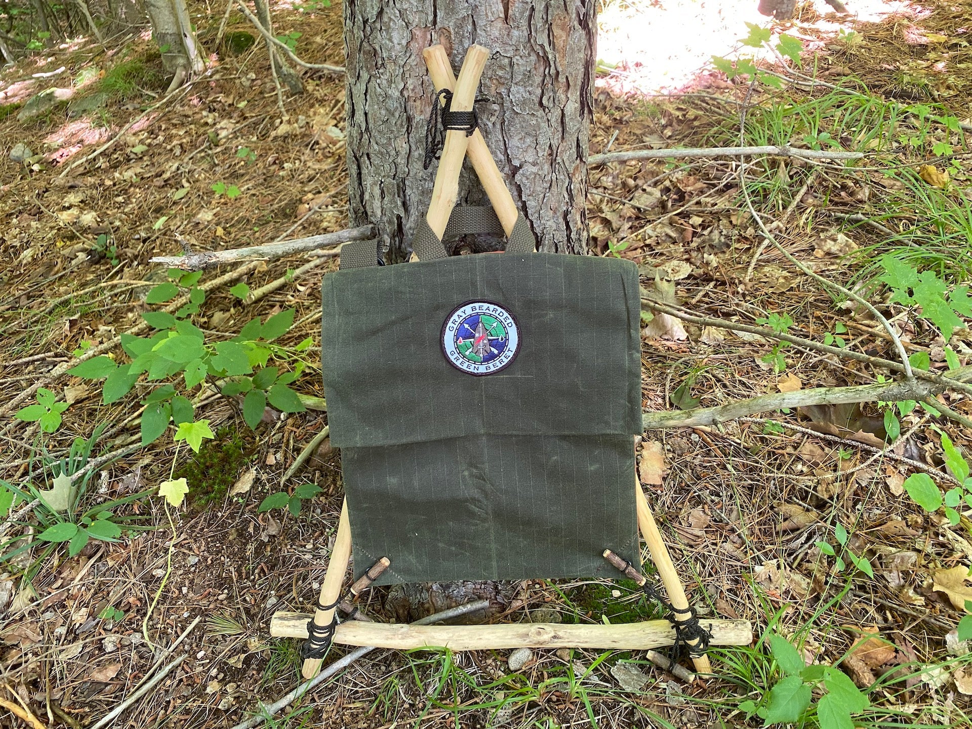 Waxed Canvas Haversack with Adjustable Strap on Roycraft Pack Frame